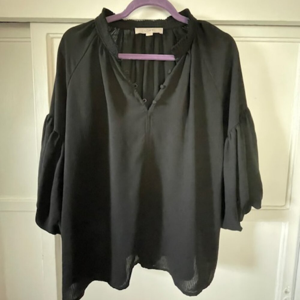 LOFT Women's Top Blouse  Small 3/4 Sleeve Peasant Milkmaid Boho